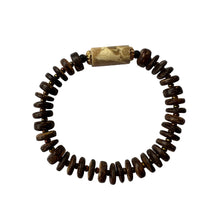 Load image into Gallery viewer, Urban Boho - Shannon Stretch Bracelet is designed with tubular Riverstone and natural Coconut Shell beads, accented with 24K Gold plated and Glass beads | Manukyan Design Studio