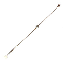 Load image into Gallery viewer, Natural, high quality Freshwater Pearl in Cream White color is inlaid with Bohemian Crystals in Fuchsia, finished with 24K Gold plated sparkly link chain. The bracelet measures 7" long , plus additional 1.5" adjustable chain to accommodate all sizes of wrists | Manukyan Design Studio