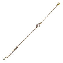 Load image into Gallery viewer, Natural, high quality Freshwater Pearl in Cream White color is inlaid with Bohemian Crystals in Lilac, finished with 24K Gold plated corrugated link chain. The bracelet measures 6.5" long , plus additional 1.5" adjustable chain to accommodate all sizes of wrists | Manukyan Design Studio