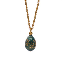 Load image into Gallery viewer, Imperial Treasures - Astrid Egg Long Necklace  in Gold Plate and Translucent Enamel in Emerald Color.