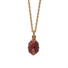 Load image into Gallery viewer, Imperial Treasures - Seeds of Love Egg Medium Necklace in Gold Plate and Enamel in Red and Translucent Blush Rose.
