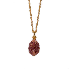 Load image into Gallery viewer, Imperial Treasures - Seeds of Love Egg Medium Necklace in Gold Plate and Enamel in Red and Translucent Blush Rose.