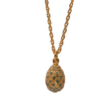 Load image into Gallery viewer, Imperial Treasures - Pine Cone Egg Long Necklace in Gold Plate and Enamel in Emerald and Translucent .
