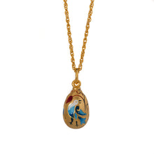 Load image into Gallery viewer, Imperial Treasures - Blue Bird Small Egg Necklace in Gold Plate and Hand Painted  Enamel.