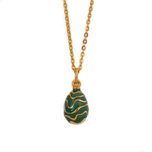 Load image into Gallery viewer, Imperial Treasures - Emerald Tide Small Egg Necklace in Bright Emerald  Enamel.

