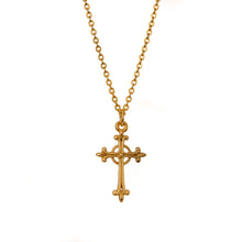 Load image into Gallery viewer, Agape - St. Nune Small Cross Necklace in 24K Gold Plate. Designed by Manukyan Design Studio.
