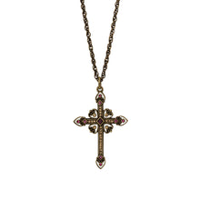 Load image into Gallery viewer, Agape - Mother Teresa Cross Necklace in Burnt Bronze and Bohemian Colored Chrystals.