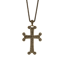 Load image into Gallery viewer, Agape - Queen Kadranide Cross Necklace with Bohemian Crystal Pave.