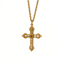Load image into Gallery viewer, Agape - Queen Ashkhen Cross Necklace in 24k Gold Plate and Bohemian Crystals.
