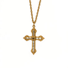 Load image into Gallery viewer, Agape - Queen Ashkhen Cross Necklace in 24k Gold Plate and Bohemian Crystals.