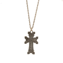 Load image into Gallery viewer, Agape - Keepsake Oversized  Cross Long Necklace. Silver Plate and Oxidized.

