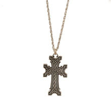 Load image into Gallery viewer, Agape - Keepsake Oversized  Cross Long Necklace. Silver Plate and Oxidized.