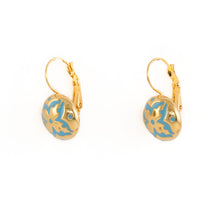 Load image into Gallery viewer, Cilicia - Lever Back Earrings in Gold Plate and Turquoise Enamel.