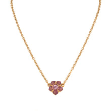 Load image into Gallery viewer, Primavera - Short Necklace in Gold Plate and Translucent Enamel in Mauve, Accented with Crystal in Light Rose.
