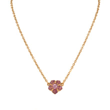 Load image into Gallery viewer, Primavera - Short Necklace in Gold Plate and Translucent Enamel in Mauve, Accented with Crystal in Light Rose.