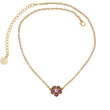Load image into Gallery viewer, Primavera - Short Necklace in Gold Plate and Translucent Enamel in Mauve, Accented with Crystal in Light Rose. Adjustable Length 16" to 19".