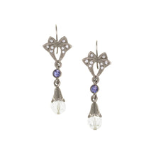 Load image into Gallery viewer, Everlasting Love - Lever back Earrings in Mat Platinum Finish with Bohemian Crystals in Diamond and Tanzanite Colors.
