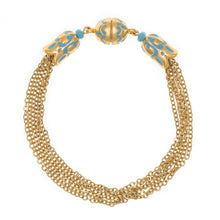 Load image into Gallery viewer, Cilicia - Multi Chain Bracelet with Magnetic Closure in Gold Plate and Turquoise Enamel.
