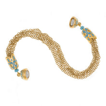 Load image into Gallery viewer, Cilicia - Multi Chain Bracelet with Magnetic Closure in Gold Plate and Turquoise Enamel.