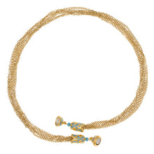Load image into Gallery viewer, Cilicia - Multi Chain Short Necklace with Frontal Magnetic Closure. 24K Gold Plate and Turquoise Enamel. Length 17".