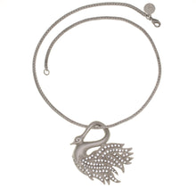 Load image into Gallery viewer, Everlasting Love - Swan slider short necklace in mat platinum and Bohemian crystals in diamond color. Length 17.5"