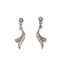 Load image into Gallery viewer, Everlasting Love - Feather Small Drop Post Earrings with Bohemian crystals