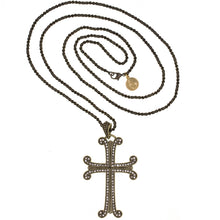 Load image into Gallery viewer, Agape - Queen Kadranide Cross Necklace with Bohemian Crystal Pave. Length 36".