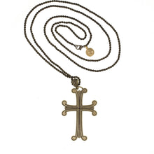 Load image into Gallery viewer, Agape - Queen Kadranide Cross Necklace with Bohemian Crystal Pave. Length 36". The Back Side.