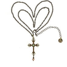 Load image into Gallery viewer, Agape - Medium cross necklace with Bohemian colored crystals. Adjustable Length 34" to 27". Designed by Manukyan Design Studio