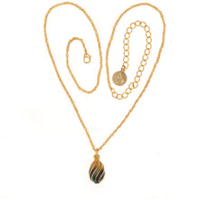 Load image into Gallery viewer, Imperial Treasures - Eternity Wheel Small Egg Necklace in Emerald and Navy. Length 18" Plus 4" adjustable Chain.
