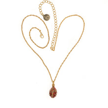 Load image into Gallery viewer, Imperial Treasures - Cross Small Egg Necklace in Translucent Red Enamel. Length 18" Plus 4" adjustable Chain.