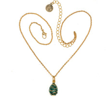 Load image into Gallery viewer, Imperial Treasures - Emerald Tide Small Egg Necklace in Bright Emerald Enamel. Length 17&quot; plus 3&quot; adjustable Chain.
