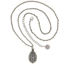 Load image into Gallery viewer, Imperial Treasures - Devotion Egg Medium Necklace in Oxidized Silver. Adjustable Length 24" to 27".