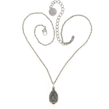 Load image into Gallery viewer, Imperial Treasures - Devotion Small Egg Necklace in Oxidized Silver Finish.  Adjustable Length 16" to 19".