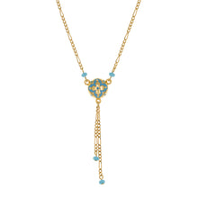 Load image into Gallery viewer, Cilicia - Double Tail Gold Plate and Turquoise Enamel Necklace.