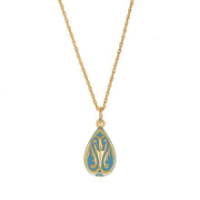 Load image into Gallery viewer, Cilicia - Teardrop Pendant Short Necklace in gold Plate and Turquoise Enamel.