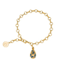 Load image into Gallery viewer, Imperial Treasures - Farfalla Small Egg Chain Bracelet in Gold Plate and Opaque Blue Enamel