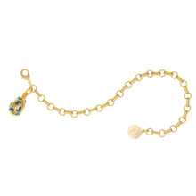 Load image into Gallery viewer, Imperial Treasures - Farfalla Small Egg Chain Bracelet in Gold Plate and Opaque Blue Enamel
