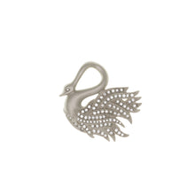 Load image into Gallery viewer, Everlasting Love - Swan Pin in mat platinum finish with Bohemian crystal pave in diamond color.