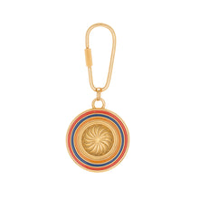 Load image into Gallery viewer, Armenia - Coat of Arms Key Fob in Gold Plate and Enamel. Back Side - Symbol of Eternity and Tricolor Flag.