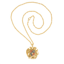 Load image into Gallery viewer, Armenia - Coat of Arms Necklace In Gold Plate and Enamel. Length 24".