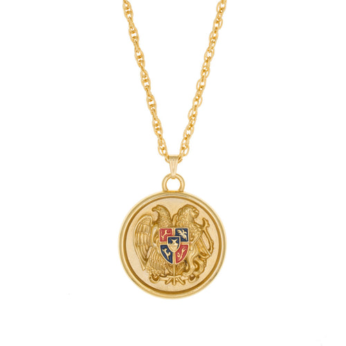 Armenia - Coat of Arms Long Necklace in Gold Plate and Enamel.