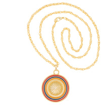 Load image into Gallery viewer, Armenia - Coat of Arms Long Necklace. Back Side - Eternity Symbol and Tricolor Flag in Gold Plate and Enamel.