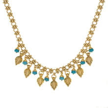 Load image into Gallery viewer, Urartu - Turquoise Multi Drop Statement Short Necklace in 24K Gold Plate and Natural Composite Turquoise. Length 16.5". Made in the USA