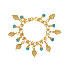 Load image into Gallery viewer, Urartu - Turquoise and Gold Multi Drop Bracelet. Gold Plate and Natural Composite Turquoise. Made in the USA