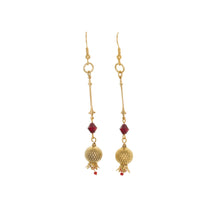 Load image into Gallery viewer, Golden Pomegranates - French Wire  Long Drop  Earrings, 24K Gold Plate