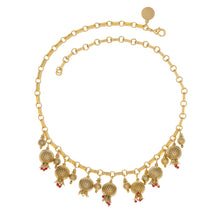 Load image into Gallery viewer, Golden Pomegranate - Multi Drop Short Necklace, Gold Plated