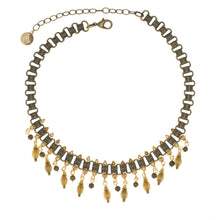 Load image into Gallery viewer, Tamar - Two Tone Multi Drop Collar/ Choker Necklace in Gold and Burnish Bronze Finishes.