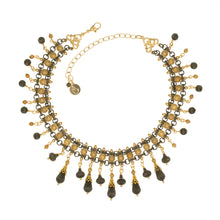 Load image into Gallery viewer, Tamar - Two Tone Multi Drop Choker/Collar Necklace in Antique Gold and Burnished Brass