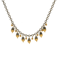 Load image into Gallery viewer, Tamar - Two Tone Multi Drop Short Necklace in Antique Gold and Burnish Bronze